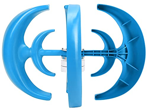 Fafeicy Kit de Turbina Eólica de 4 Aspas de 1200 W, Generación de Energía Resistente Al Calor, para Barco/cabina, Acero de Aleación/azul (12V)
