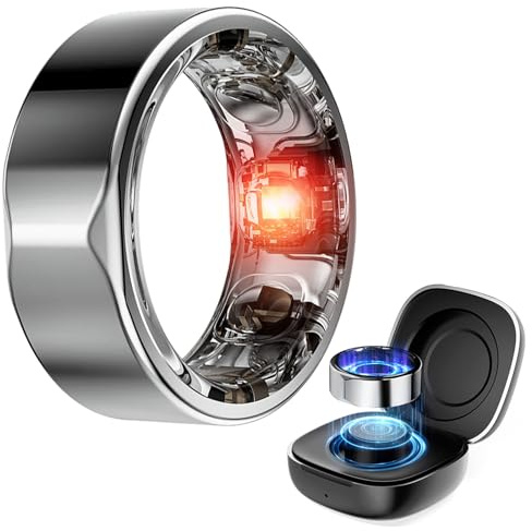 Health Monitoring Ring, Wearable Smart Ring with Blood Oxygen and Heart Rate Monitor, Automatic Sleep Monitor, Waterproof Fitness Ring for Men and Women