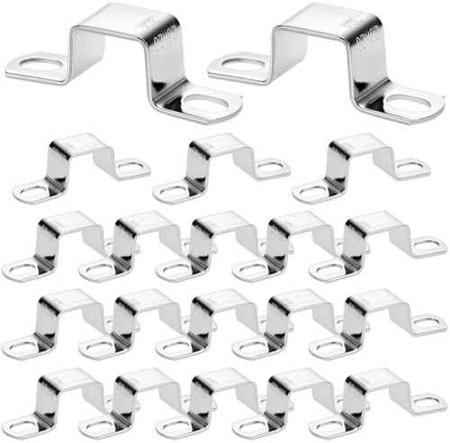 QWORK® 20 Stück Vierkantrohrschellen, 20x20mm Quadratrohrschelle Edelstahl 304 Rohrschellen, für Fenstern Rohrleitun