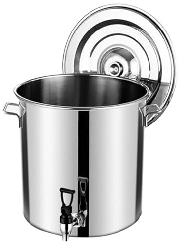 THEGA Hochwertiger Edelstahl-Braukessel Mit Zapfhahn, Professioneller Kochtopf Und Milchkanne Mit Zapfhahn, Ideal Zum Bierbrauen, Einmachen Und Kochen Im Freien, Inklusive Deckel(20L/18.8QT)