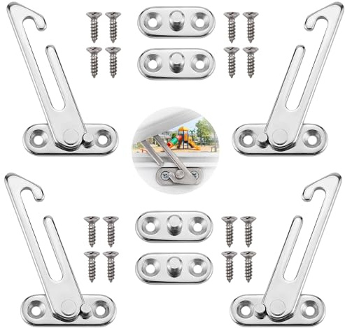 4 Pcs Window Restrictors for UPVC, Stainless Steel Window Locks, Rustproof and Corrosion-Resistant, Suitable for Homes, Schools and Offices
