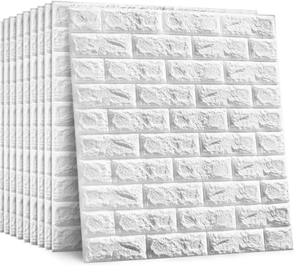 GREENSAPPIRE 50 Stück 3D Wandpaneele Selbstklebend 77 * 70cm Weiß PE Schaum Ziegelsteinoptik Wandverkleidung Tapete Wasserdicht Wandaufkleber Wandplatten für Wohnzimmer