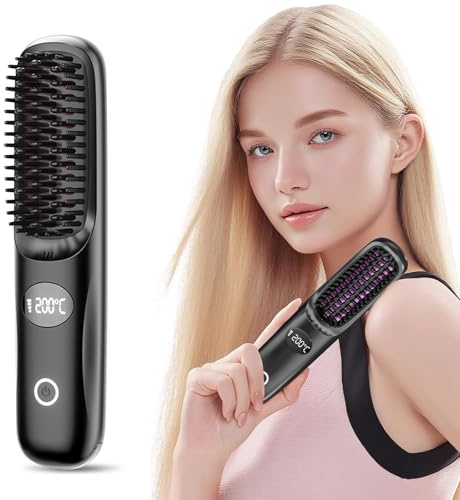 Nuevo Peine Alisador De Cabello 2026, Cepillo Alisador Pelo,mini plancha pelo,Ajuste De Tres Niveles, Con Pantalla Led, Inalámbrico y Mini Portátil, Adecuado Para Cabello Corto, Liso y Rizado