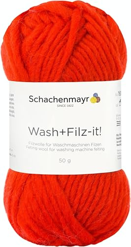 Schachenmayr Wash+Filz-it! 9812942-00019 rot Handstrickgarn, Filzgarn, Schurwolle