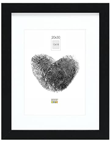 Deknudt Frames Bilderrahmen mit Passepartout - Schwarz - S66KF2 P1 20x30cm für Bild 13x18cm - Bilderrahmen Holz MDF - Bilder aufhängen oder ausstellen