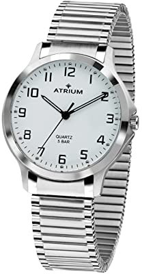 Atrium Damen-Armbanduhr Analog Quarz Edelstahl 5 bar Leuchtzeiger Flexband Silber A13-50