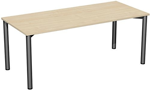 Gera Möbel 4 Fuß Flex Schreibtisch, Holzdekor, ahorn/anthrazit, 180 x 80 x 72 cm