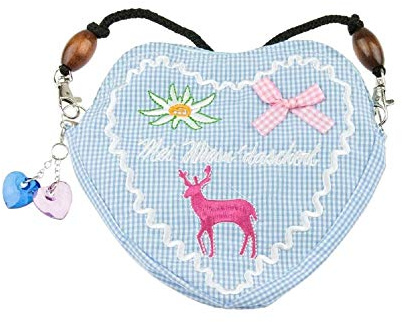 Edelweiss Trachten Tasche Oktoberfest Dirndl Herzform abnehmbarem Langer Kordel Blau