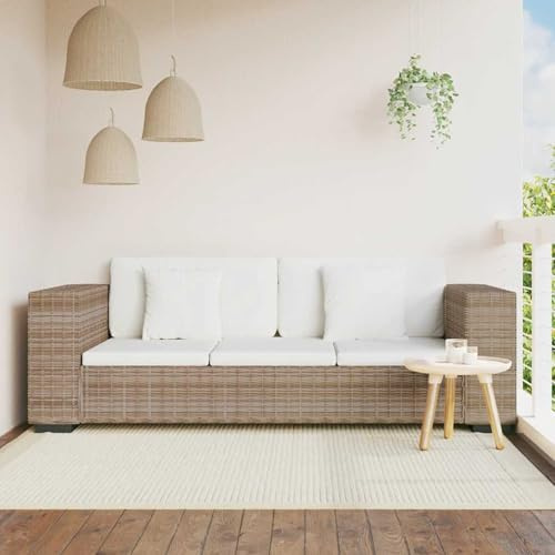 Festnight 8-TLG. Sofa Set 3-Sitzer-Sofa aus Echt Rattan Rattansofa Couch Loungesofa Wohnzimmersofa