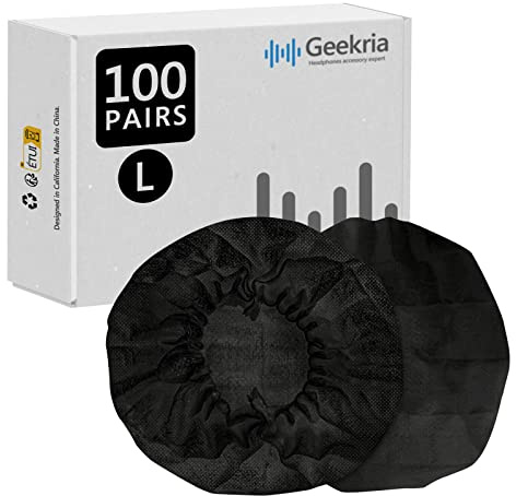 Geekria 100pairs Dehnbare Kopfhörer-Abdeckungen, Einweg-Ohrmuscheln für AKG K701, Q701, Sennheiser HD900, HD800, Razer Kraken X, 7.1 Chroma V2, Pro V2 Over-Ear Headset