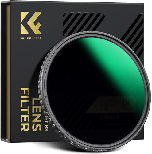 K&F CONCEPT Variabler ND Filter 52mm ND8-128 Graufilter (3-7 Blendenstufen) | Optikglas mit 28-lagiger Nano-Beschichtung,kein „X Muster,HD Bild,kratzfest,wasserdicht,Nano-Xcel,FN716