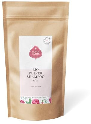 ELIAH SAHIL Bio Pulver Shampoo ROSE Nachfüllpackung 250 Gramm I Vegan und Tierversuchsfrei I Umweltfreundliche Nachfüllpackung I Haut und Haar I ca. 100 Anwendungen I Zero (Green) Waste