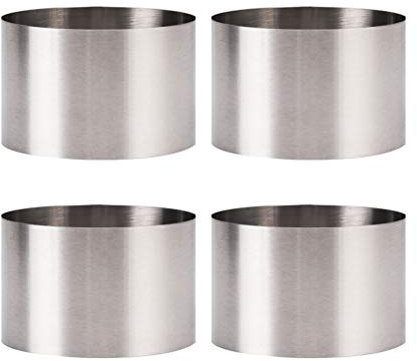 BESTONZON Cooking Rings, Set of 4 Stainless Steel Chef Rings for Moulding & Presentation, Stainless Steel Cooking Round Cookie Cutters Set, Round Baking Mold for Cake Mousse (6 * 6 * 5cm)