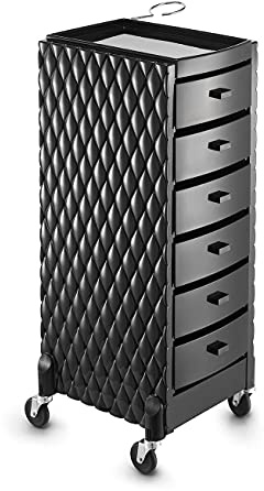 Carrello Parrucchieri con 6 Cassetti e Porta Phon Professionale (ART.07 NERO)