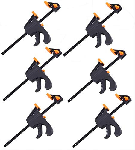 KAHEIGN 6Pcs Quick Grip Klemmen Schnellgriffklemmen, 4-Zoll Ratschenstangenklemmen Einhandstangenklemme für Holz Schnelle und einfache Klemmung