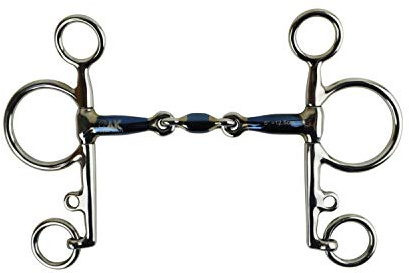 AK Pelham Reitgebiss mit doppeltem Schweißeisengebiss AKRS-2610 (Blau/Silber, 5.50'')
