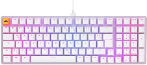 Glorious Gaming GMMK 2 Full Size (96%) - Clavier de jeu mécanique, Cadre Aluminium, personnalisable, capuchons de Touches doubleshot, switches Fox, RGB, Disposition QWERTZ allemand - Blanc