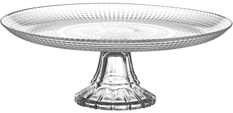 TRTO 27cm Large Glass Cake Stand On Pedestal Tart Pie Fruit Plate Centrepiece