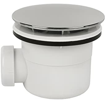 Cofan Siphonisches Ventil für Duschtasse | Maße: Ø90 | Ausgang Ø 40 mm | Konische Reduzierdichtung Ø 32 mm | Verchromte Abdeckung