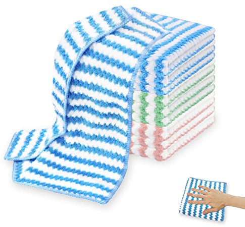 Choicy Microfiber Cleaning Cloth Absorbent Kitchen Towels Dish Cloths Washable 10 Pack 12×12in Reusable Cleaning Rags for Car Gardens Kitchen Hand Glass Windows Mirrors No Odor