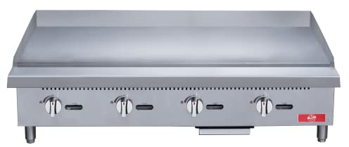 Commercial Countertop Griddle, ETL 48 Flat Top Grill Natural Gas (NG) / Propane, 4 Burners - 120000 BTU