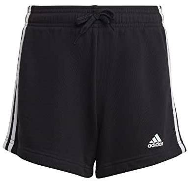 adidas Niñas Essentials 3-Stripes Shorts, Black/White, 14-15 Years
