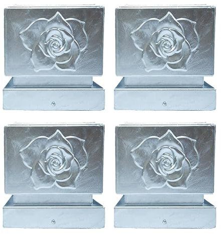 MFFIRE 4 X Capuchons pour Poteaux, Chapeau Poteau Bois en Forme en Aluminium Imperméable Et Antirouille pour Décoration De Clôture,120x120mm