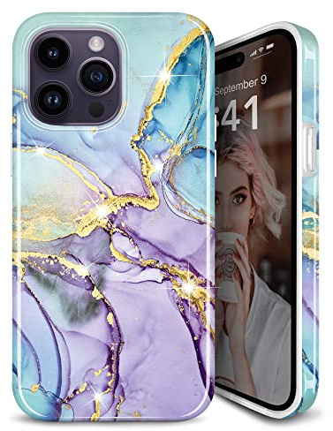 JIAXIUFEN iPhone 12 Mini Hülle Handyhülle TPU Silikon Schutzhülle Handytasche Handy Hülle für iPhone 12 mini 5.4 - Marmor Purple Blue