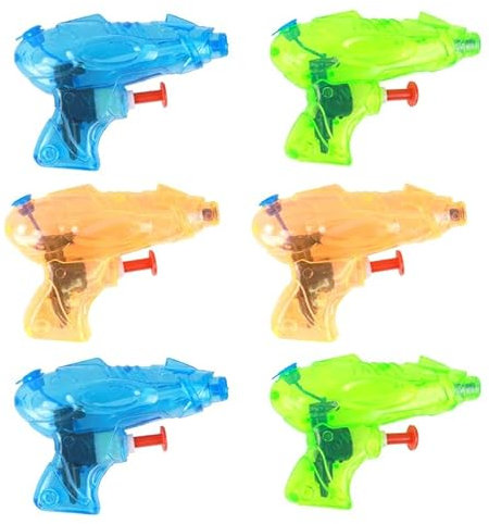 Blue Sky - 6 Pistolas de Agua - Juego al Aire Libre - 048087 - Multicolor - Plástico - 9 cm - Juguete para Niños - Juego de Playa - Piscina - A Partir de 3 años