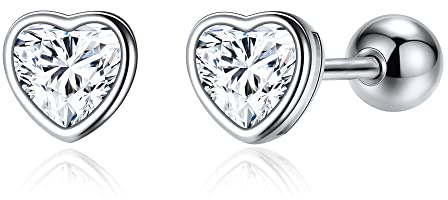 JSGEMSLEE Kleine Ohrstecker Silber 925 für Damen Mädchen Hypoallergene Herz Blumen Schmetterling Mondstein Stern Ohrringe Silber mit Schraubverschluss Tragus Knorpel Schmuck