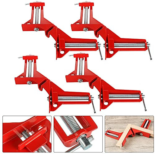OrangeClub 4 Stück 90 Grad Winkelspanner Rechts Winkel Klemme Gehrungszwinge Winkelspanner für Bilderrahmen, DIY Handwerkzeuge Eckklemme.