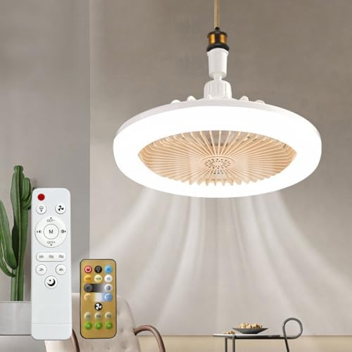 YumSur LED Ceiling Fan with Lights,30W Ceiling Fan Lights with Remote Control,3 Color Dimmable LED,3 Speeds,Modern Fan Lighting for Living Room,Dining Room,Bedroom,Office (Style 2)