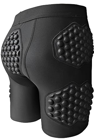 Topeter Pantalones cortos acolchados de compresión para hombre, ropa interior protectora de cadera para baloncesto, Negro puro, Large