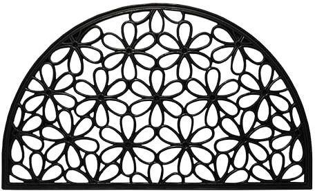 IRONGATE All Weather Rubber Doormat - Half Circle Floral Welcome Indoor Outdoor Durable Non Slip Front Doormat - Dirt Trapping Easy Clean High Traffic Area Patio Entrway Mat - 17x30 in