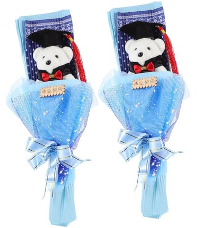 CORHAD 2 Stück Abschlussstrauß Liebesbär Plüschstrauß Cuddleez Rillakuma Süßigkeiten Blumensträuße Abschlussbär Abschlussbär Blumenstrauß winziger Valentinstag Mini Kunststoff