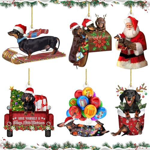 Julgransprydnad, julgransprydnad, 4 stycken tax julhängen med dubbelsidig, tax hängande akryl, juldekoration att hänga upp, juldekoration, julornament