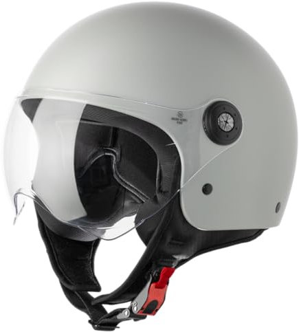 VINZ Duoro Roller Helm Jet Helm Mopedhelm Herren und Damen | in Gr. XS-XXL | Jethelm mit Visier | ECE 22.06 Zertifiziert | Motorradhelm | Erhältlich Nardo Grey