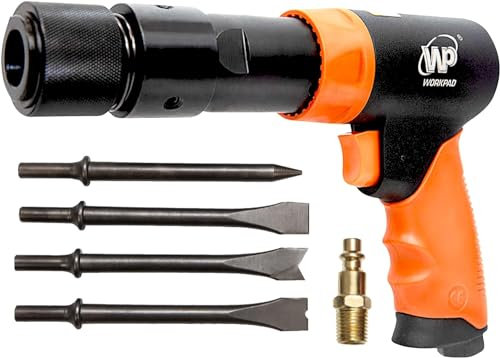 WP WORKPAD Workpad Kit de Burin à air comprimé avec 4 burins avec Support à dégagement Rapide pour Couper, décaper, détartrer, séparer et Plus Encore