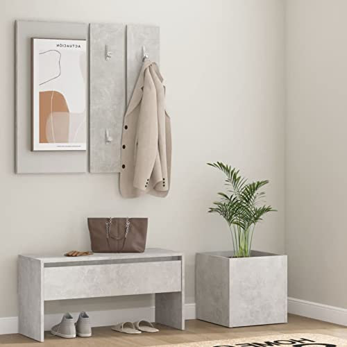 ShGaxin Flurmöbel-Set Betongrau Holzwerkstoff, Flurgarderoben Set, Garderobenset, Gaderobenschränke Flur Set, Garderoben Komplettprogramme, Flurgarderobe - 3082057