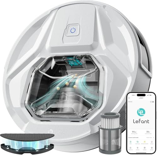 LEFANT Robot Aspirapolvere M320, 6000Pa,Autonomia 210 Minuti,Evita Precisamente gli Ostacoli, Contenitore per Polvere da 800 ml, Controllo App/Alexa,Ideale per Peli di Animali Domestici,bianco