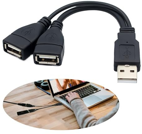 Cable doble USB hembra a USB macho, extensor de carga y sincronización para laptop, tablet, teléfono, adaptador de cable de alimentación divisor en Y, extensión de dispositivo móvil, convertidor de