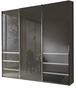 WIEMANN Schwebetürenschrank Kleiderschrank Schlafzimmerschrank 250cm breit, mit Schubladen, Glas Havanna, Höhe 217cm, Malibu