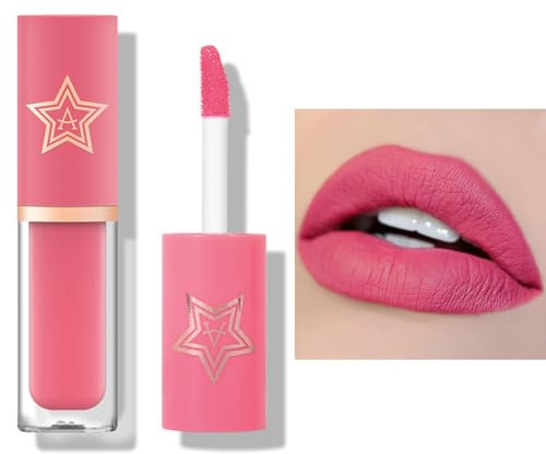 Light Pink Matte Lip Stick, Matte Rose Pink Liquid Lipstick for Women, Longlasting Silky Smooth Full-Coverage Non-fading Lipsticks, Waterproof Non-Sticky Tinted Lip Balm for Women