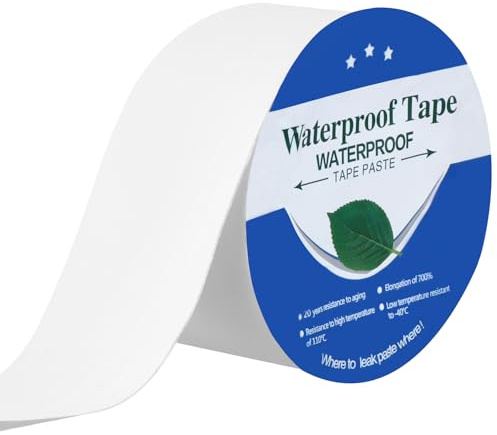 QWORK® Butylband Weiß, 5 cm x 5 m Wasserdichtes Klebeband für Lecks, Dichtungsband für Dächer, Rohre