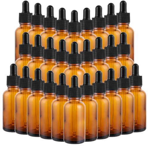 LDXDRU 30 Stück Pipettenflasche 30ml, Braunglas Tropfflasche, Glasflasche mit Pipette, Braunglasflasche für Ätherische Öl, Parfümöle,Aromatherapie,Düfte,Flüssigkeit