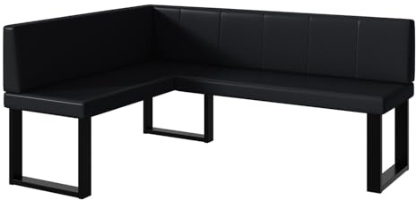 MEBLINI Eckbank für Esszimmer - Küchenbank - Essecke - Sitzecke Küche - Peter - U-Beine 128x168x87cm Links - Schwarz Kunstleder