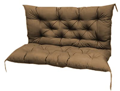 Sitzkissen für Gartenmöbel, mit rutschfester Sitzfläche und Rückenlehne, 2- und 3-Sitzer, Gartenschaukel, Sitzkissen für Sofa, Terrasse, Liege, Bank, Khaki, 100 x 100 x 8 cm