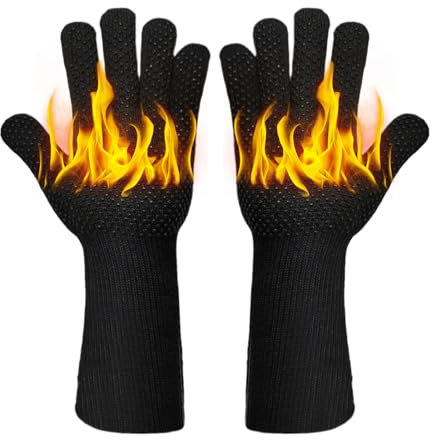 Hitzebeständige Handschuhe – Grillhandschuhe Ofenhandschuhe mit extra langem Handgelenk – Verbrühungsschutzhandschuhe, flexible und bequeme Backhandschuhe für Backofen und Grill