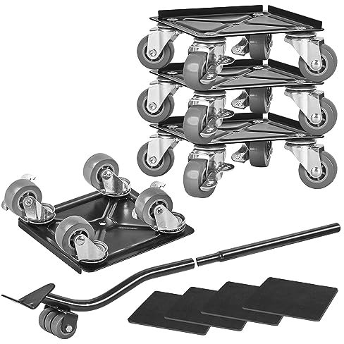 Outils de déplacement de meubles lourds à roulettes avec 4 roues, ensemble de chariots de déménagement et de levage de meubles en acier au carbone, idéal pour déplacer des équipements, des appareils