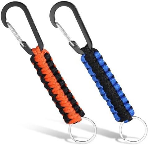 Apausvcm 2Pcs Paracord Keychain, Braided Paracord Keyring with Carabiner Clips Heavy Duty Paracord Lanyard for Keys Outdoor Sport Camping Hiking